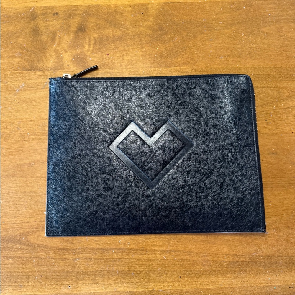 Barneys New York Black Leather Cosmetic Case